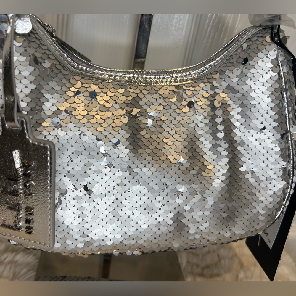 NICOLE MILLER SILVER SEQUIN MINI BAG NEW